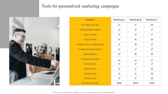 Tools For Personalized Marketing Campaigns Ppt Portfolio Good PDF