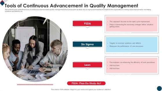 Tools Of Continuous Advancement In Quality Management Mockup PDF