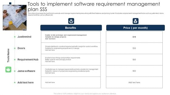 Tools To Implement Software Requirement Management Plan SSS Summary PDF