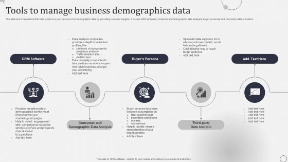Tools To Manage Business Demographics Data Portrait PDF Tools To Manage Business Demographics Data Portrait PDF
