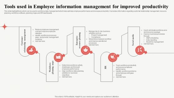 Tools Used In Employee Information Management For Improved Productivity Guidelines PDF