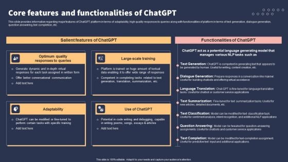 Top 10 Revolutionary Solutions For Everything Core Features And Functionalities Of Chatgpt Brochure PDF