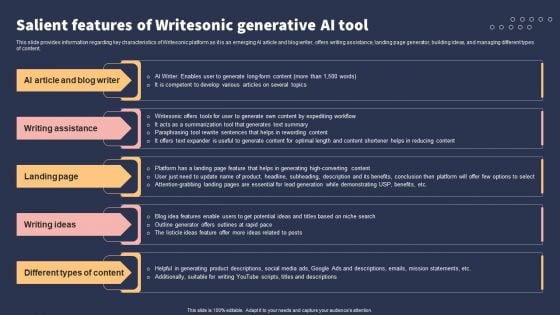 Top 10 Revolutionary Solutions For Everything Salient Features Of Writesonic Generative AI Tool Summary PDF