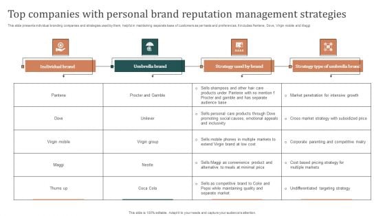 Top Companies With Personal Brand Reputation Management Strategies Introduction PDF