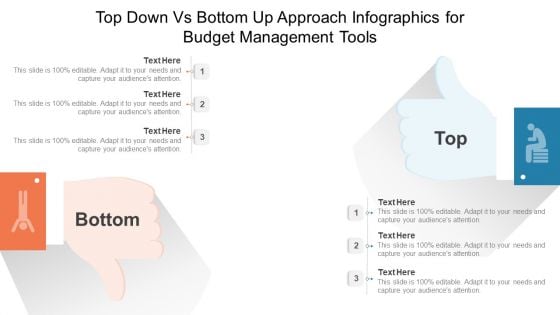Top Down Vs Bottom Up Approach Infographics For Budget Management Tools Ppt PowerPoint Presentation Model Professional PDF