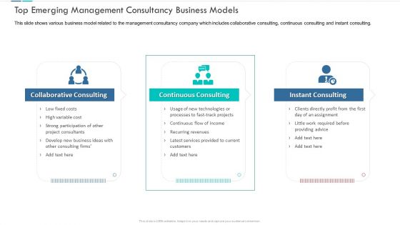 Top Emerging Management Consultancy Business Models Brochure PDF