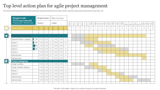 Top Level Action Plan For Agile Project Management Graphics PDF