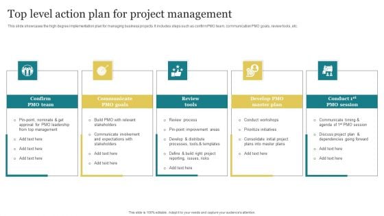 Top Level Action Plan For Project Management Structure PDF