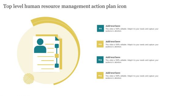 Top Level Human Resource Management Action Plan Icon Background PDF