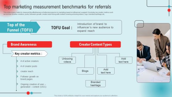 Top Marketing Measurement Benchmarks For Referrals Ppt PowerPoint Presentation File Model PDF