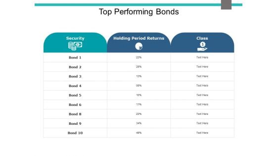 Top Performing Bonds Ppt PowerPoint Presentation Summary Example Topics