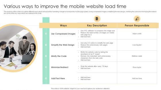 Top SEO Techniques Various Ways To Improve The Mobile Website Load Time Graphics PDF