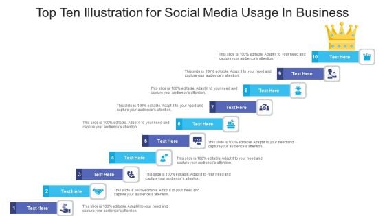 Top Ten Illustration For Social Media Usage In Business Ppt PowerPoint Presentation Pictures Master Slide PDF Top Ten Illustration For Social Media Usage In Business Ppt PowerPoint Presentation Pictures Master Slide PDF
