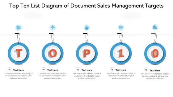 Top Ten List Diagram Of Document Sales Management Targets Ppt PowerPoint Presentation Infographics Examples PDF