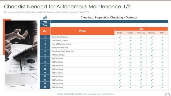 Total Productive Management At Workplace Checklist Needed For Autonomous Maintenance Download PDF
