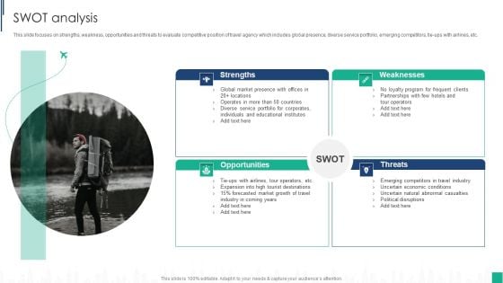 Tour Agency Business Profile SWOT Analysis Slides PDF