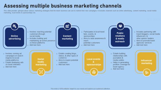 Tour And Travel Agency Marketing Assessing Multiple Business Marketing Channels Elements PDF