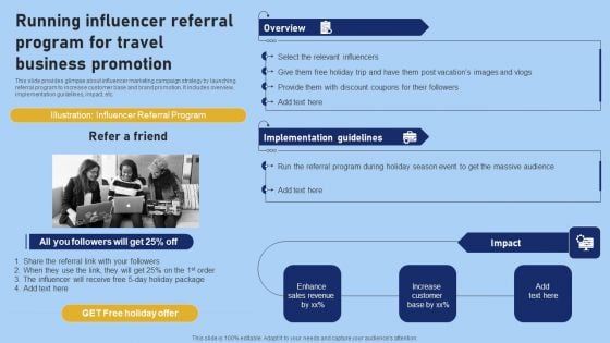 Tour And Travel Agency Marketing Running Influencer Referral Program For Travel Portrait PDF