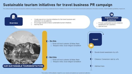 Tour And Travel Agency Marketing Sustainable Tourism Initiatives For Travel Business Themes PDF