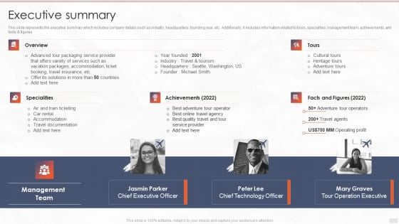 Tour Management Company Profile Executive Summary Brochure PDF Tour Management Company Profile Executive Summary Brochure PDF