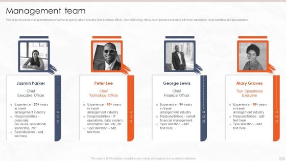 Tour Management Company Profile Management Team Mockup PDF