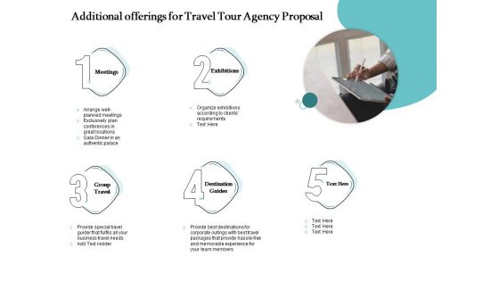 Tourism And Leisure Firm Additional Offerings For Travel Tour Agency Proposal Ppt Summary Graphics Example PDF