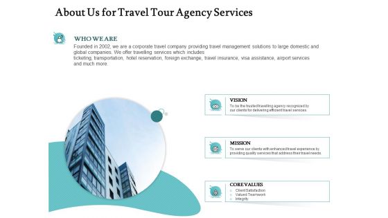 Tourism And Leisure Firm Proposal About Us For Travel Tour Agency Services Ppt Professional Tips PDF