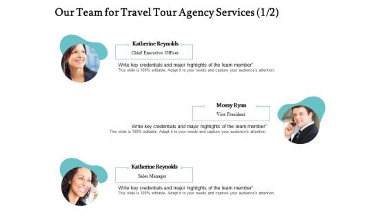 Tourism And Leisure Firm Proposal Our Team For Travel Tour Agency Services Teamwork Ppt File Aids PDF