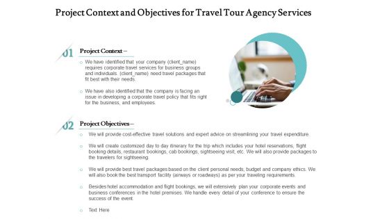 Tourism And Leisure Firm Proposal Project Context And Objectives For Travel Tour Agency Services Ppt File Infographics PDF