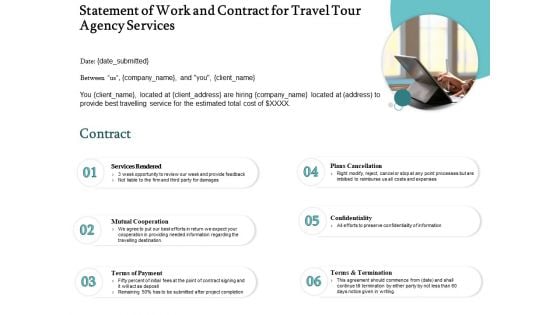 Tourism And Leisure Firm Proposal Statement Of Work And Contract For Travel Tour Agency Services Ppt Slides Good PDF Tourism And Leisure Firm Proposal Statement Of Work And Contract For Travel Tour Agency Services Ppt Slides Good PDF