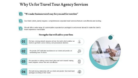 Tourism And Leisure Firm Proposal Why Us For Travel Tour Agency Services Ppt Gallery Designs PDF