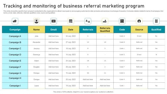 Tracking And Monitoring Of Business Referral Marketing Program Structure PDF