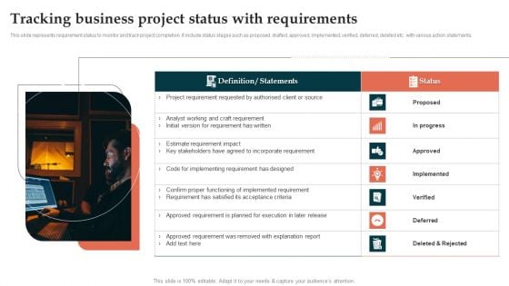 Tracking Business Project Status With Requirements Template PDF Tracking Business Project Status With Requirements Template PDF