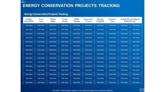 Tracking Energy Consumption Energy Conservation Projects Tracking Ppt Pictures Outline PDF