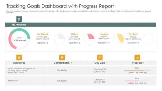 Tracking Goals Dashboard With Progress Report Rules PDF