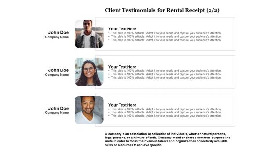 Tracking Rent Receipt Invoice Summary Client Testimonials For Rental Receipt Planning Ppt Infographics Vector PDF