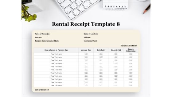Tracking Rent Receipt Invoice Summary Rental Receipt Template Amount Ppt Summary Brochure PDF
