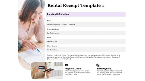 Tracking Rent Receipt Invoice Summary Rental Receipt Template Payment Ppt Outline Background PDF