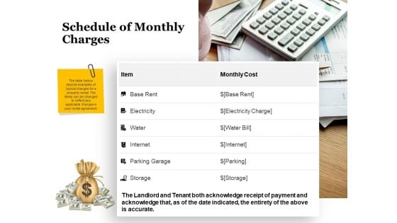 Tracking Rent Receipt Invoice Summary Schedule Of Monthly Charges Ppt Professional Background PDF