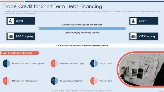 Trade Credit For Short Term Debt Financing Portrait PDF