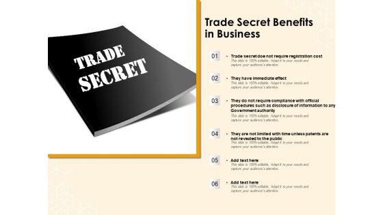 Trade Secret Benefits In Business Ppt PowerPoint Presentation Inspiration Introduction PDF