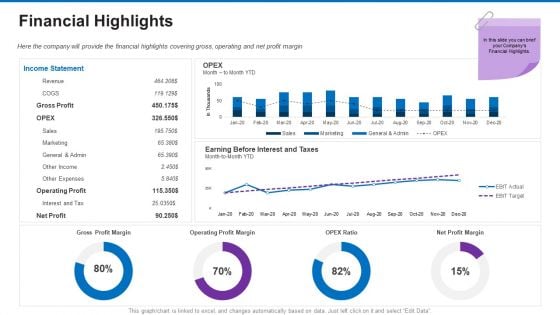 Trading Company Business Operational Plan Financial Highlights Brochure PDF