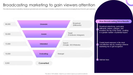 Traditional Marketing Guide To Increase Audience Engagement Broadcasting Marketing To Gain Viewers Attention Infographics PDF Traditional Marketing Guide To Increase Audience Engagement Broadcasting Marketing To Gain Viewers Attention Infographics PDF