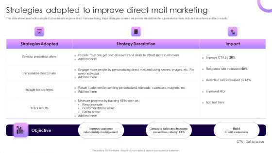 Traditional Marketing Guide To Increase Audience Engagement Strategies Adopted To Improve Direct Mail Marketing Information PDF