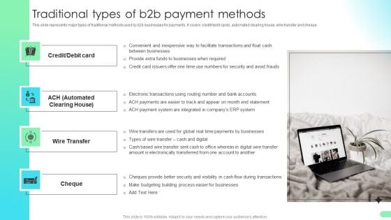 Traditional Types Of B2b Payment Methods Comprehensive Guide For Developing Mockup PDF