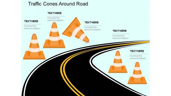 Traffic Cones Around Road Powerpoint Templates