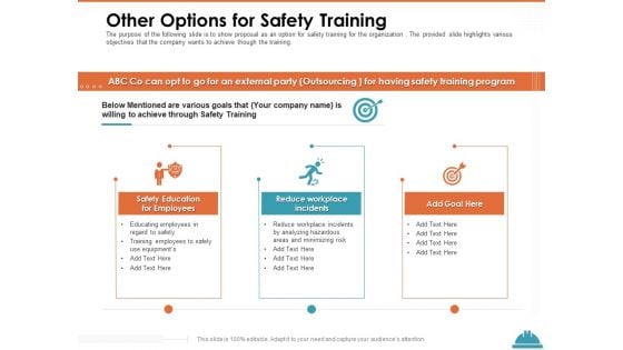 Train Employees Health Safety Other Options For Safety Training Ppt Portfolio Portrait PDF