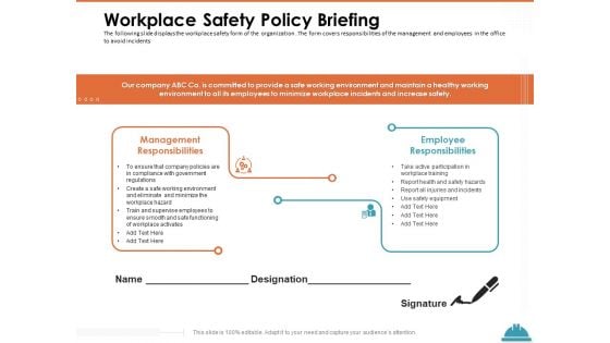 Train Employees Health Safety Workplace Safety Policy Briefing Ppt Ideas Inspiration PDF