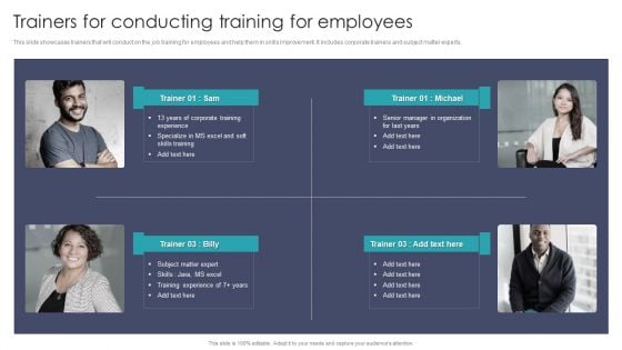 Trainers For Conducting Training For Employees Information PDF