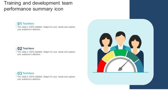 Training And Development Team Performance Summary Icon Template PDF